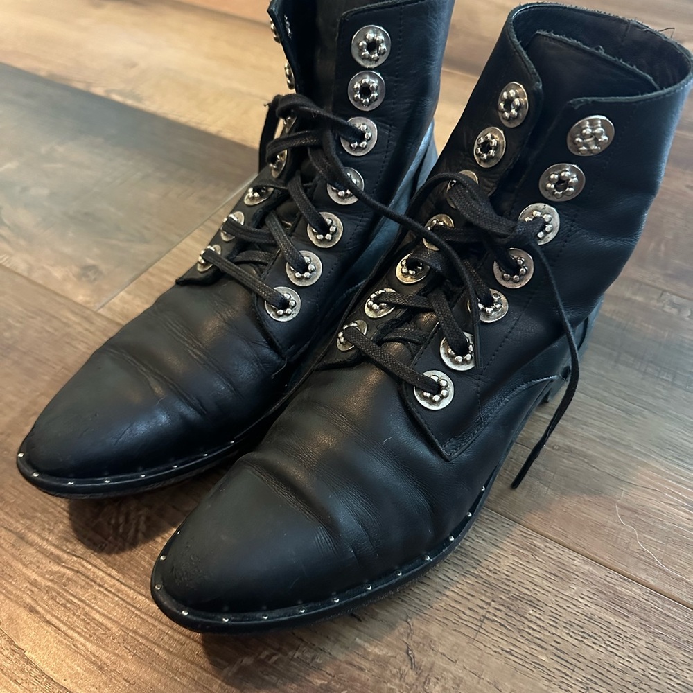 Frēda Salvador RALF Lace Up Combat Boots Size 7 black With silver hardware - Picture 5 of 16